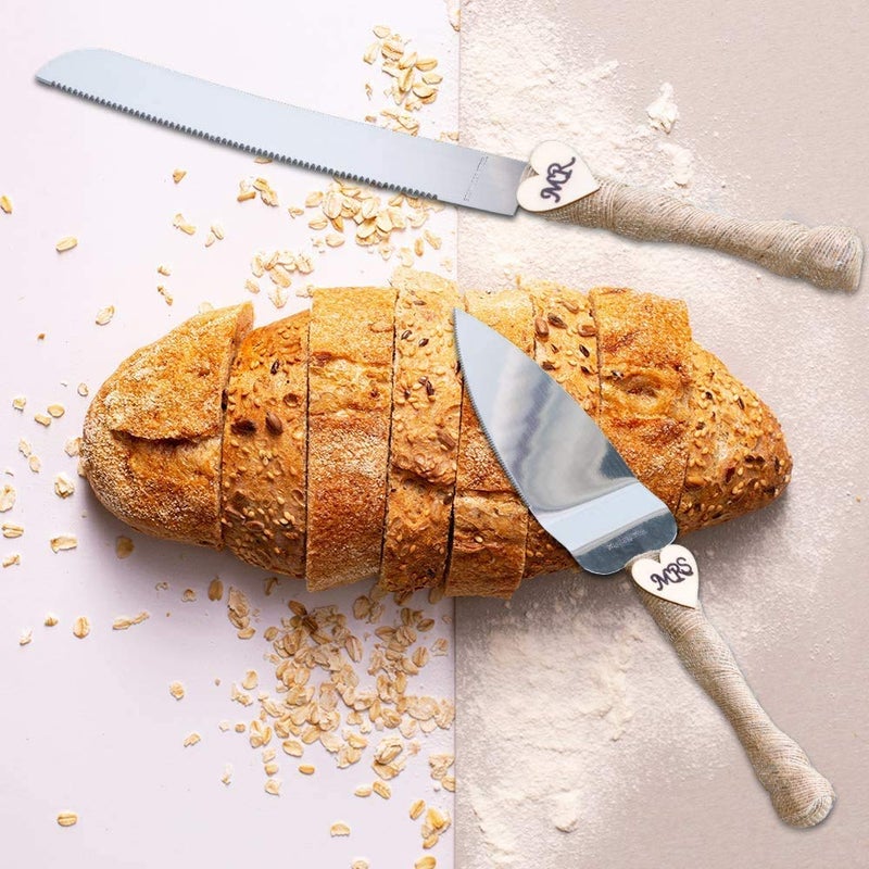 senover MR MRS Wedding Cake Knife and Server Set Pizza Pie Cake Knife Cutter Serveing - Image 5